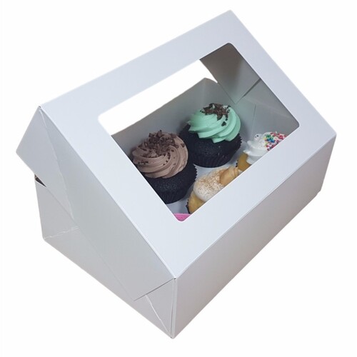 Cupcake Box 6 w Insert White