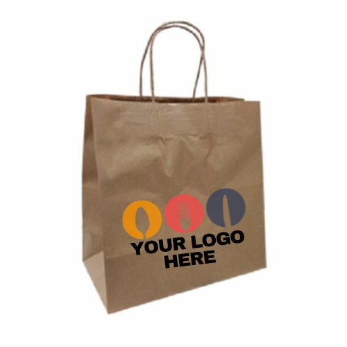 Custom Printed 1 Side Carry Bag Boutique Brown 400x450+160G mm